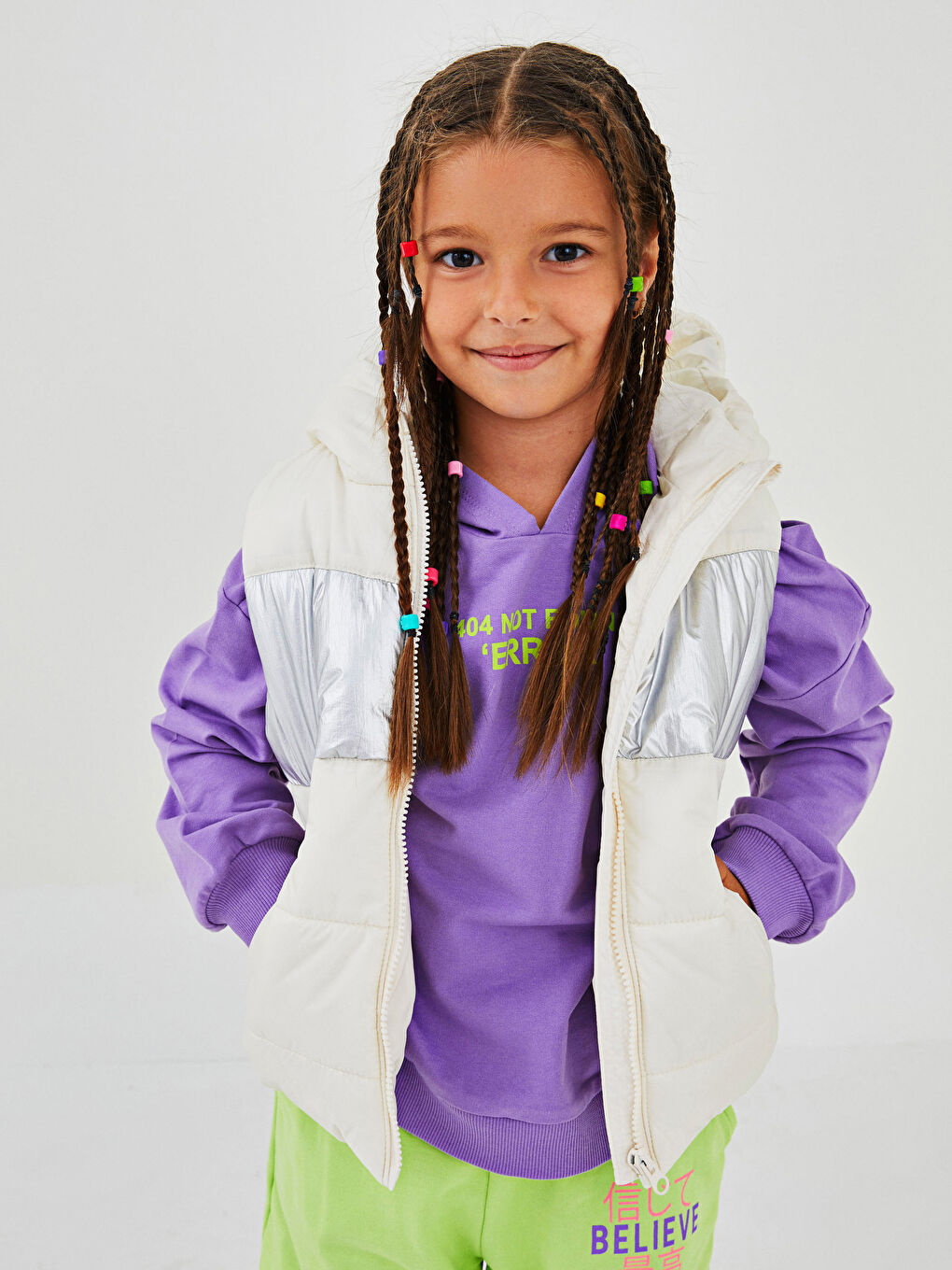 Hooded Girls' Puffer Gilet-1