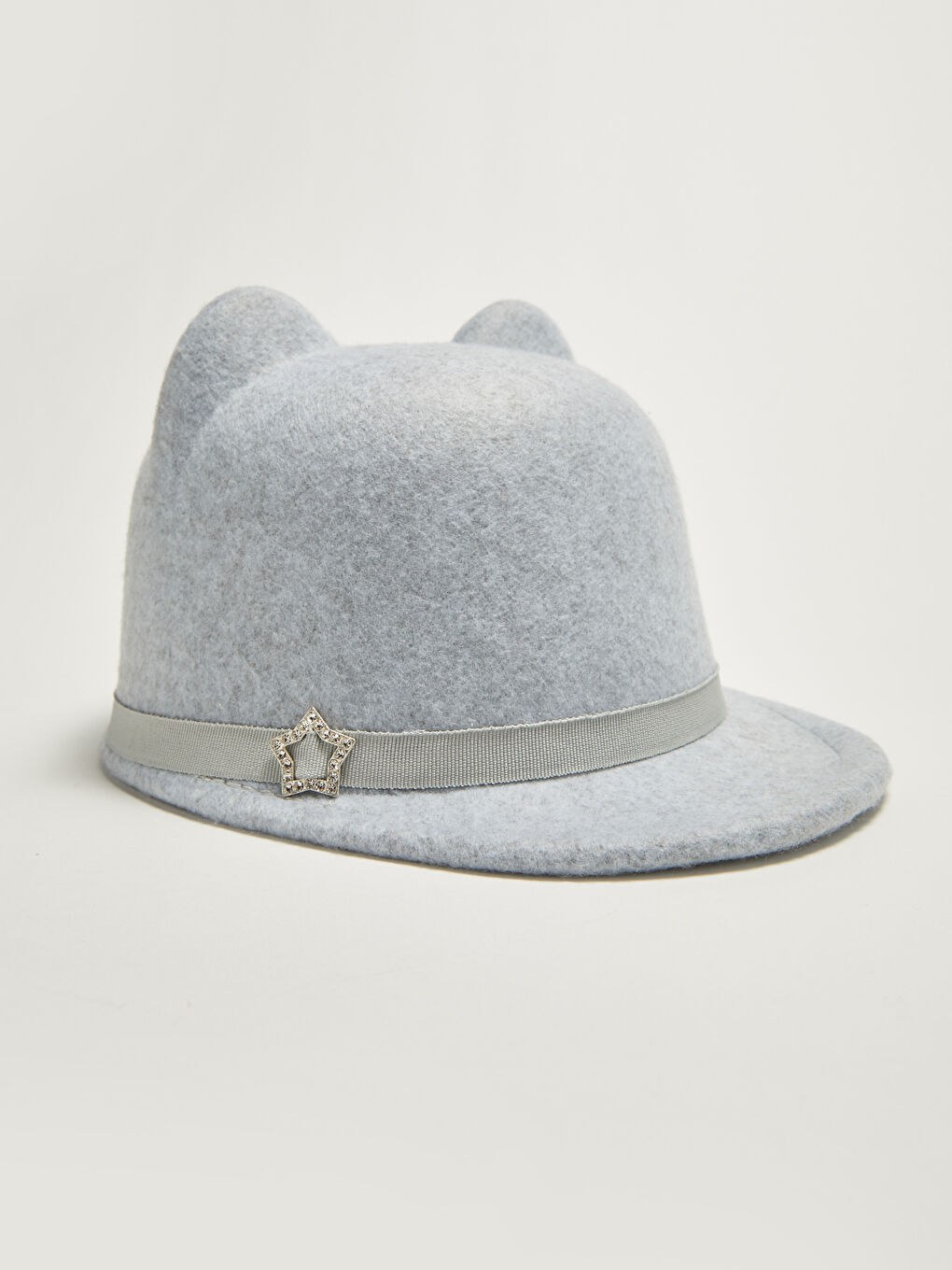 Gri Kız Çocuk Kaşe Binici Şapkası