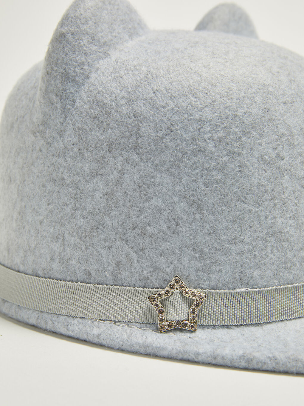 Gri Kız Çocuk Kaşe Binici Şapkası-3
