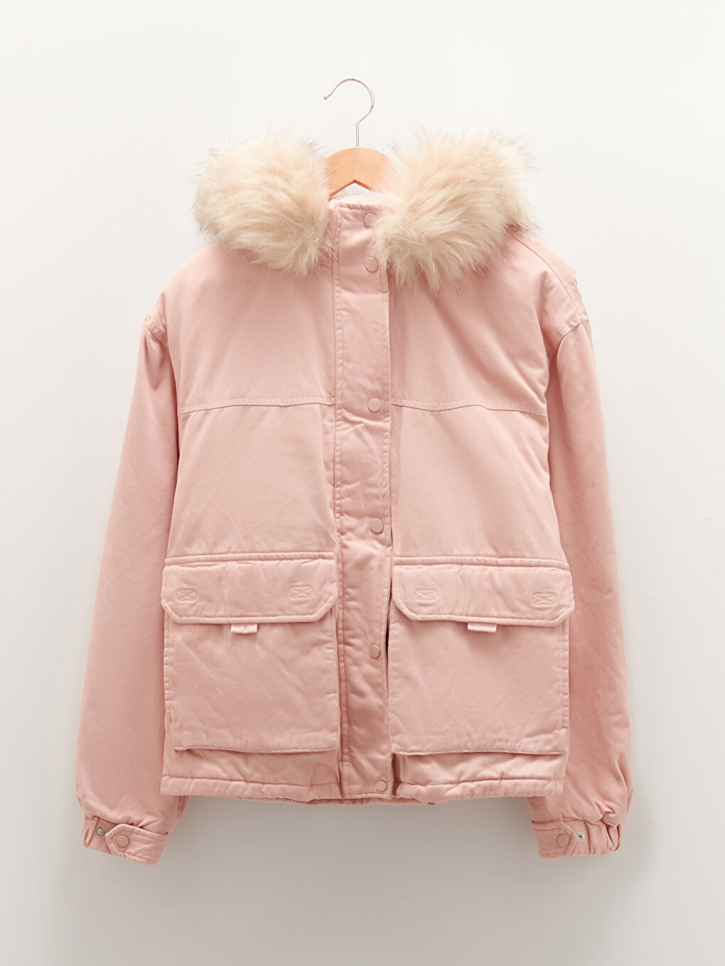 LCW Vision Manteau Parka pour Femmes en Gabardine avec Col à Capuche et Détail en Fourrure, Manches Longues -W10384Z8-R7P