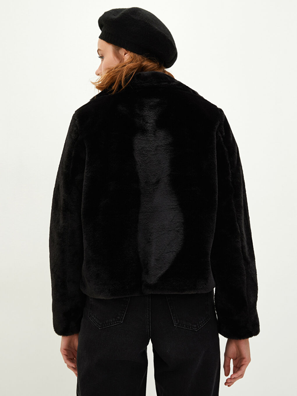 Пальто Женское Толстое Плюшевое С Длинным Рукавом С Воротником-Трубой И Карманами-3