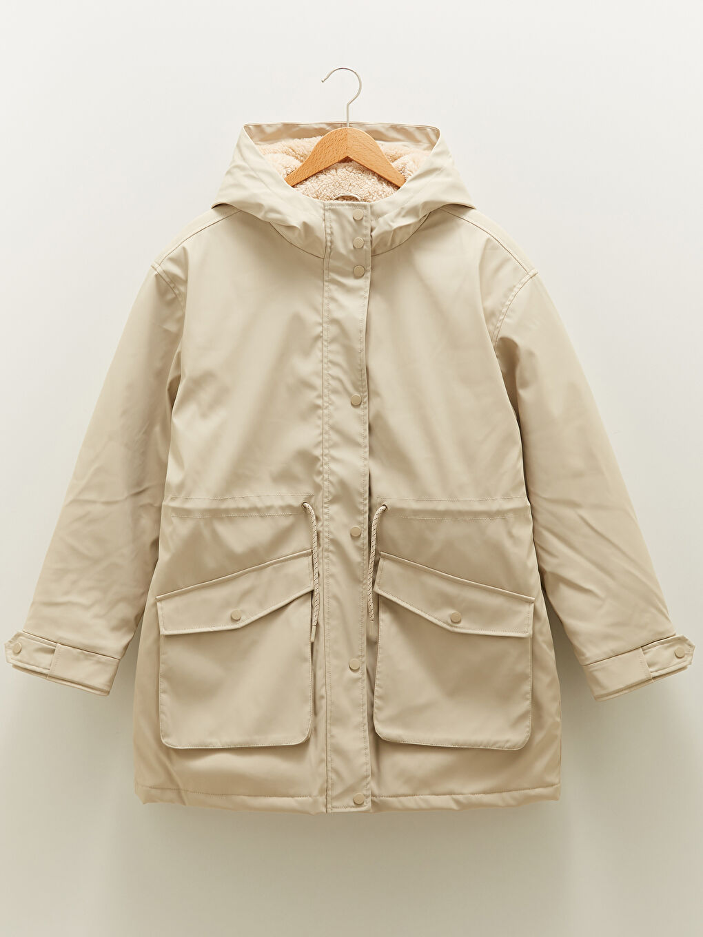 Mit Kapuze Gerader Langarm Frauen Parka-6