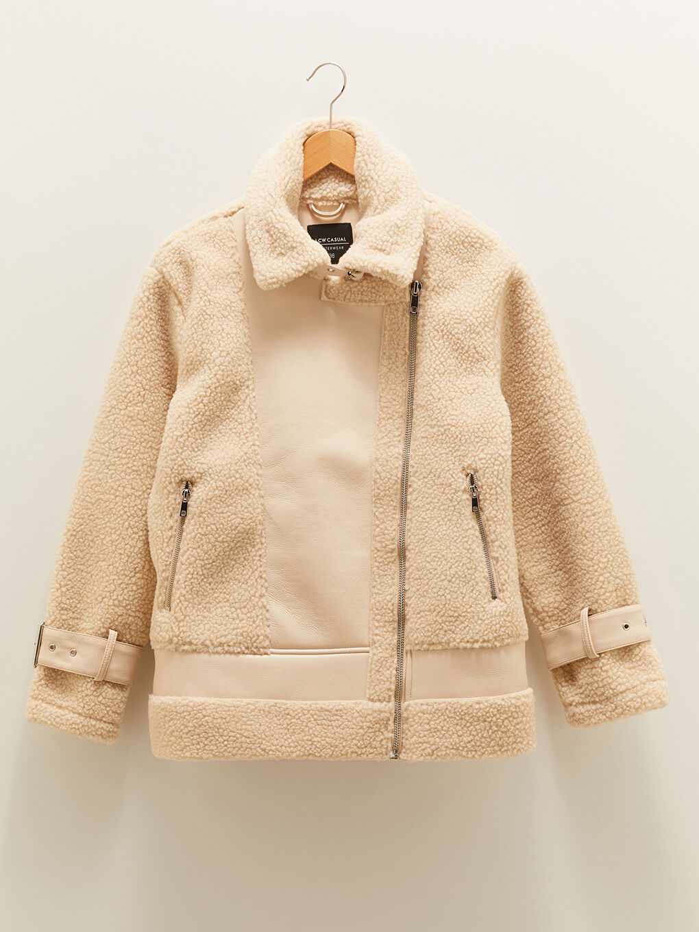 Manteaux en Suède pour Femmes à Col de Chemise et Manches Longues avec Fermeture Éclair-5