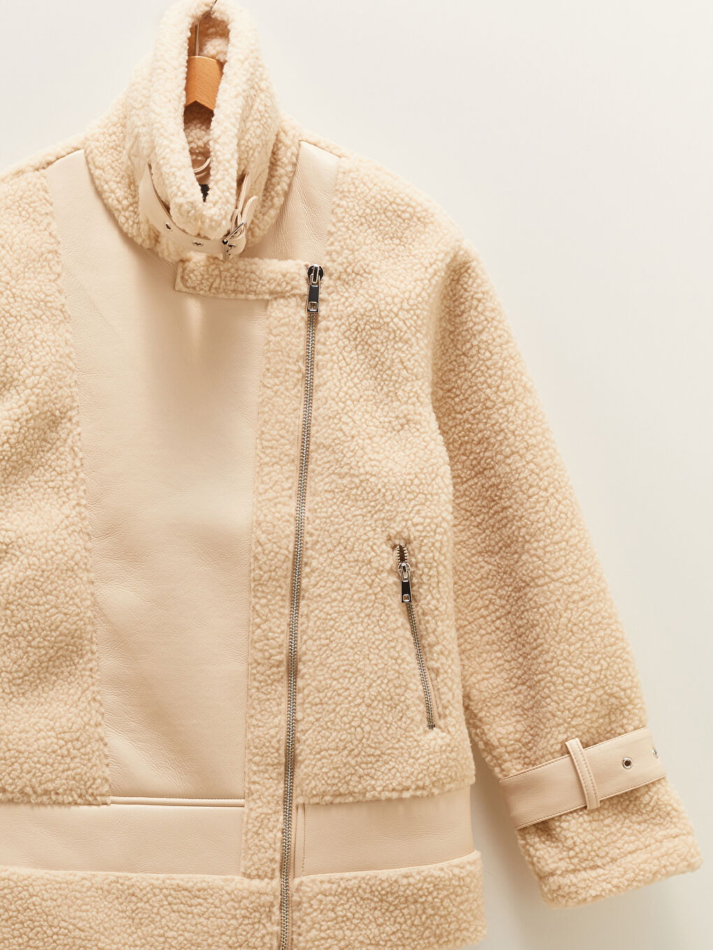 Manteaux en Suède pour Femmes à Col de Chemise et Manches Longues avec Fermeture Éclair-7