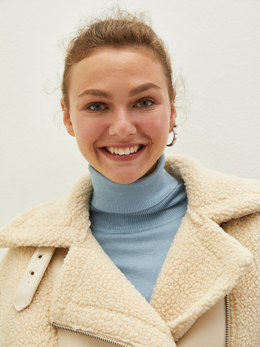 Manteaux en Suède pour Femmes à Col de Chemise et Manches Longues avec Fermeture Éclair-3