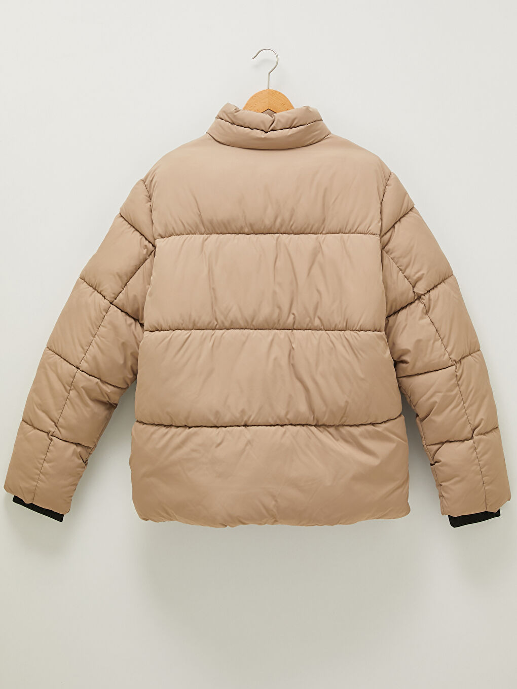 Bej Bol Fit Dik Yaka Kalın Erkek Şişme Mont-7