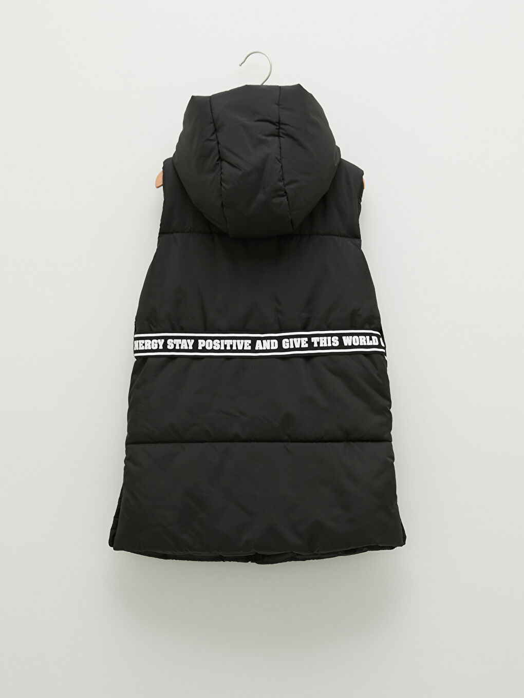 Дутый жилет с капюшоном для девочек-1