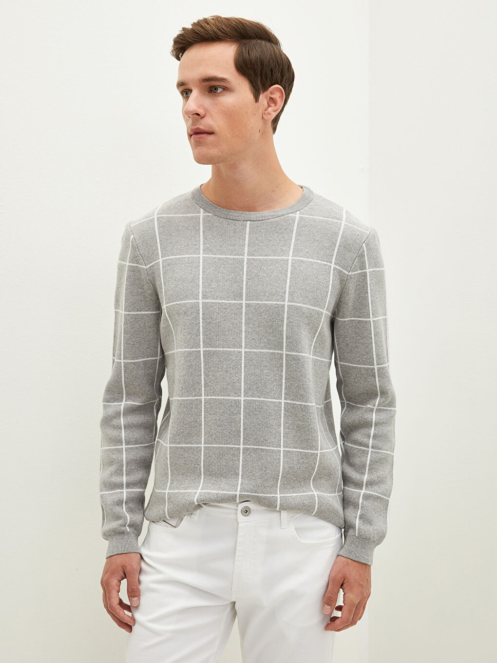 LCW Vision Rundhalsausschnitt Langarm Herren Strickpullover -W10467Z8-LAL