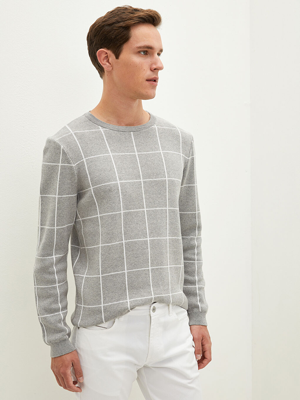 LCW Vision Rundhalsausschnitt Langarm Herren Strickpullover -W10467Z8-LAL