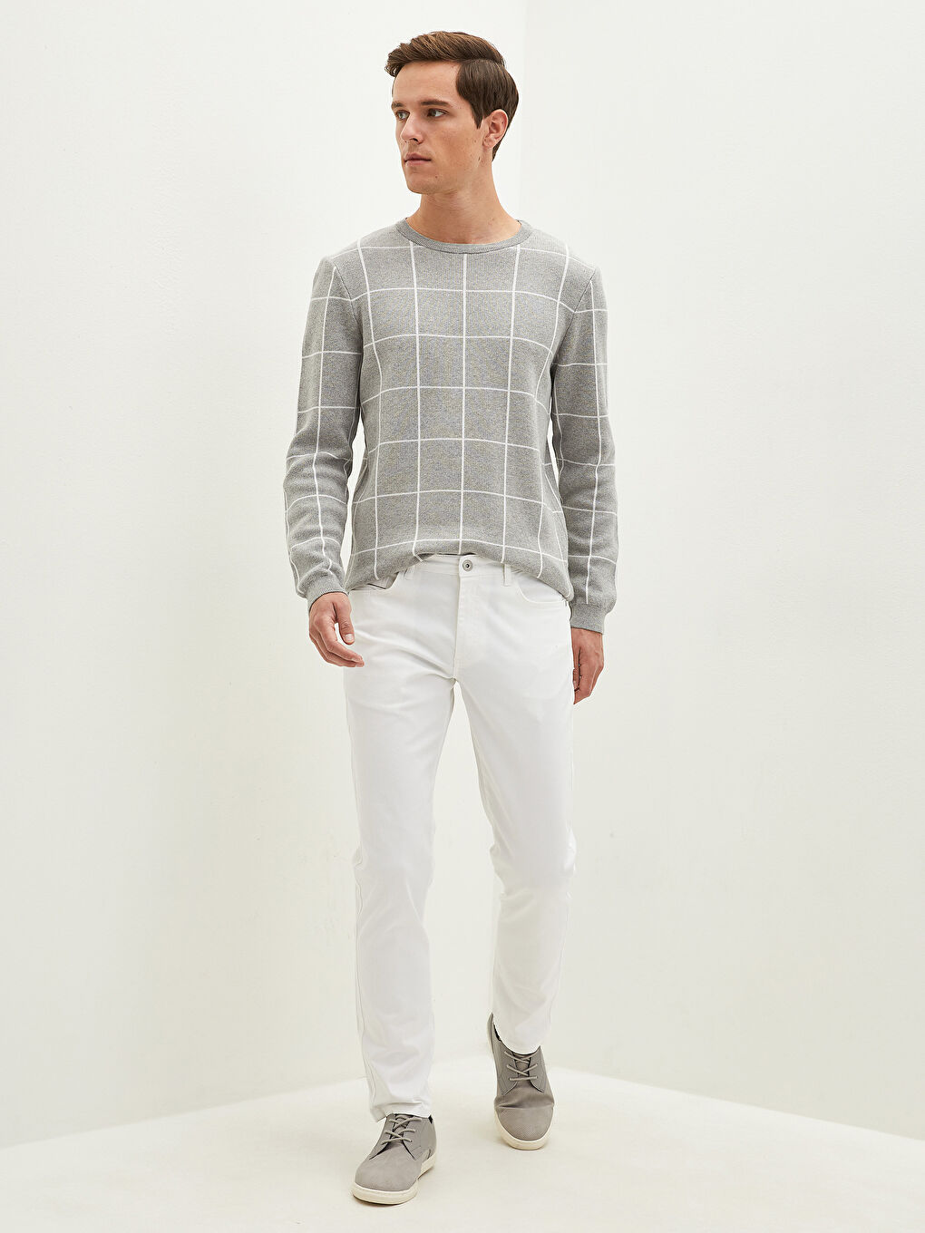 LCW Vision Rundhalsausschnitt Langarm Herren Strickpullover -W10467Z8-LAL
