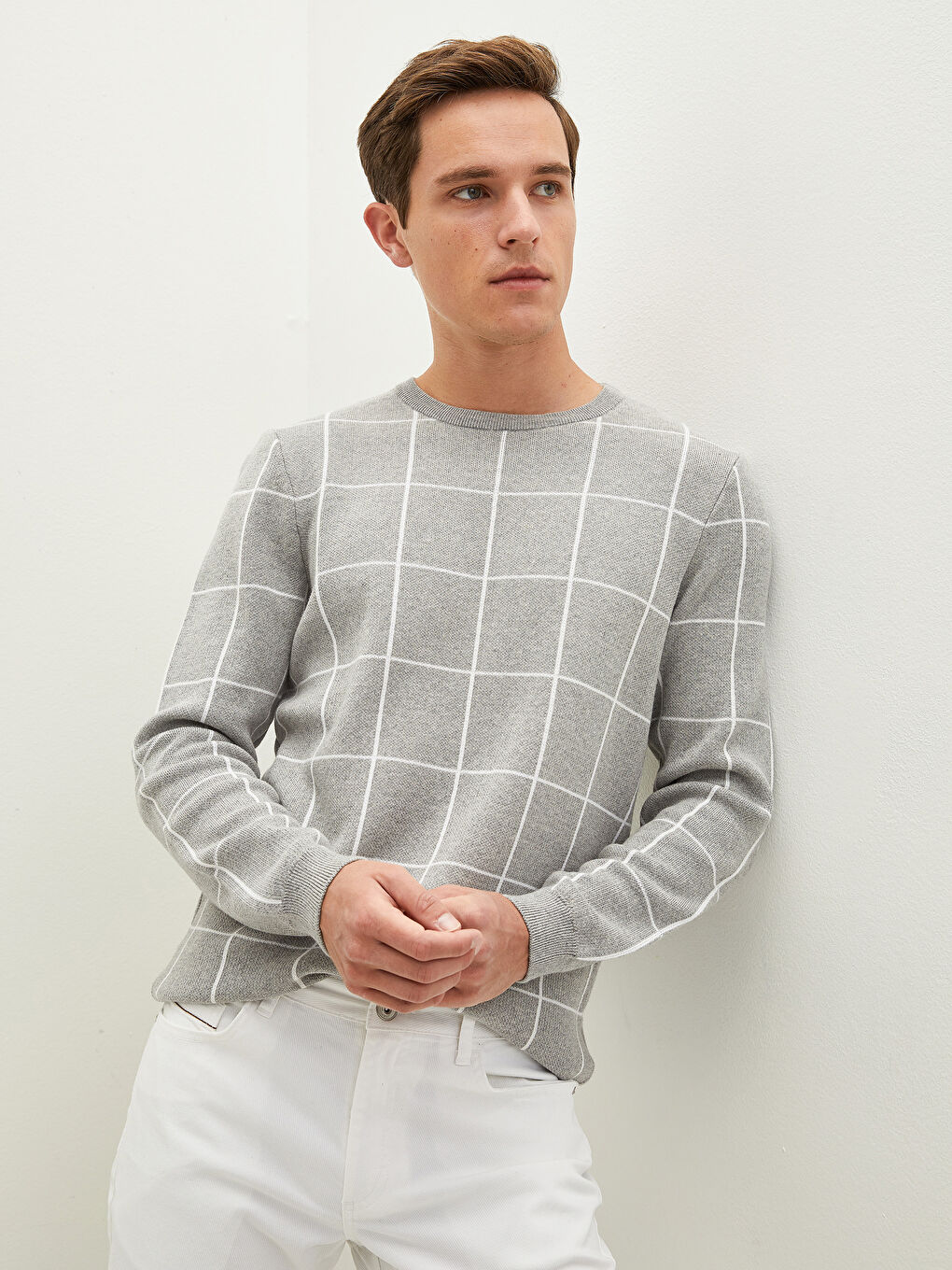 LCW Vision Rundhalsausschnitt Langarm Herren Strickpullover -W10467Z8-LAL