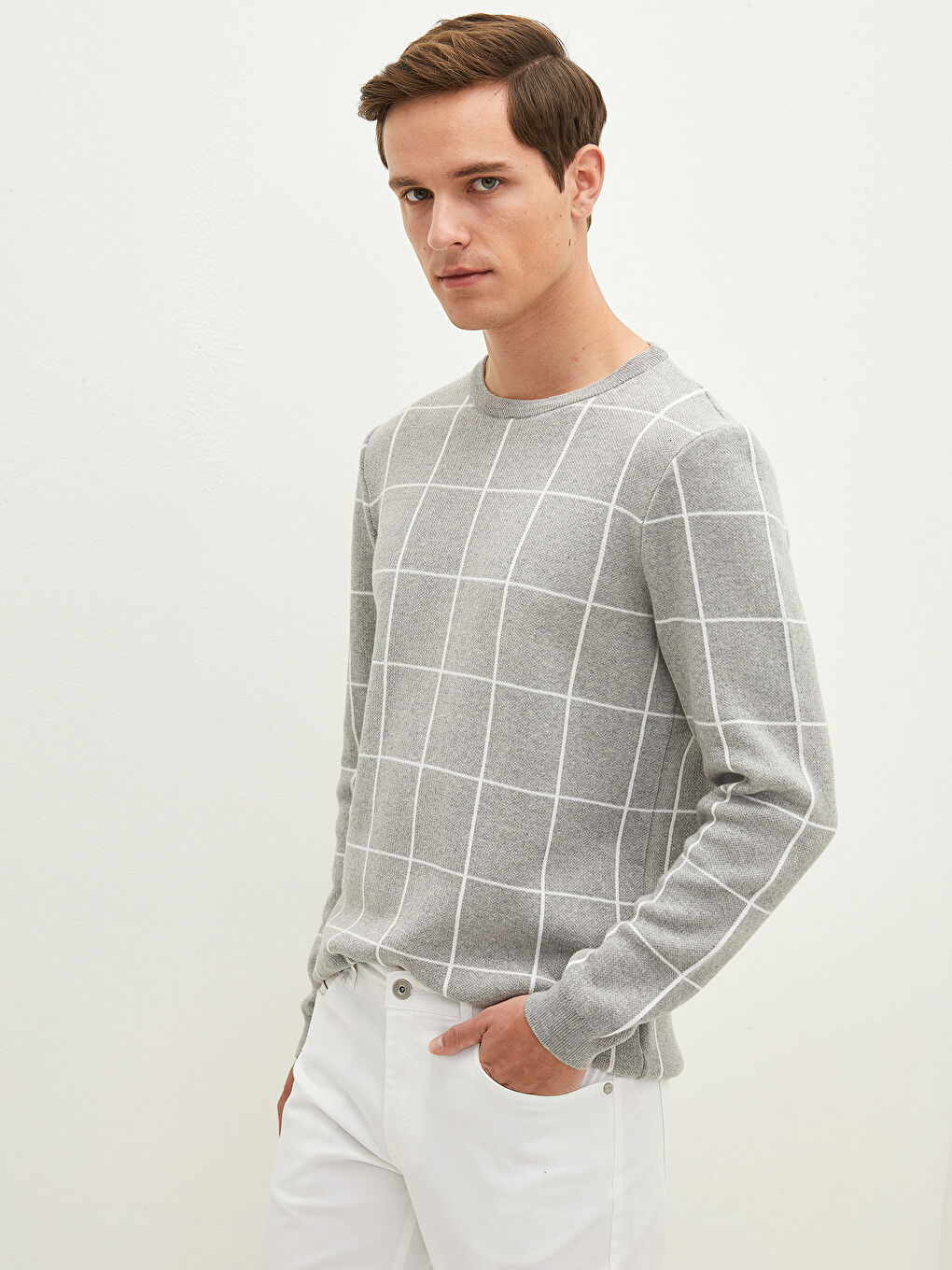 LCW Vision Rundhalsausschnitt Langarm Herren Strickpullover -W10467Z8-LAL