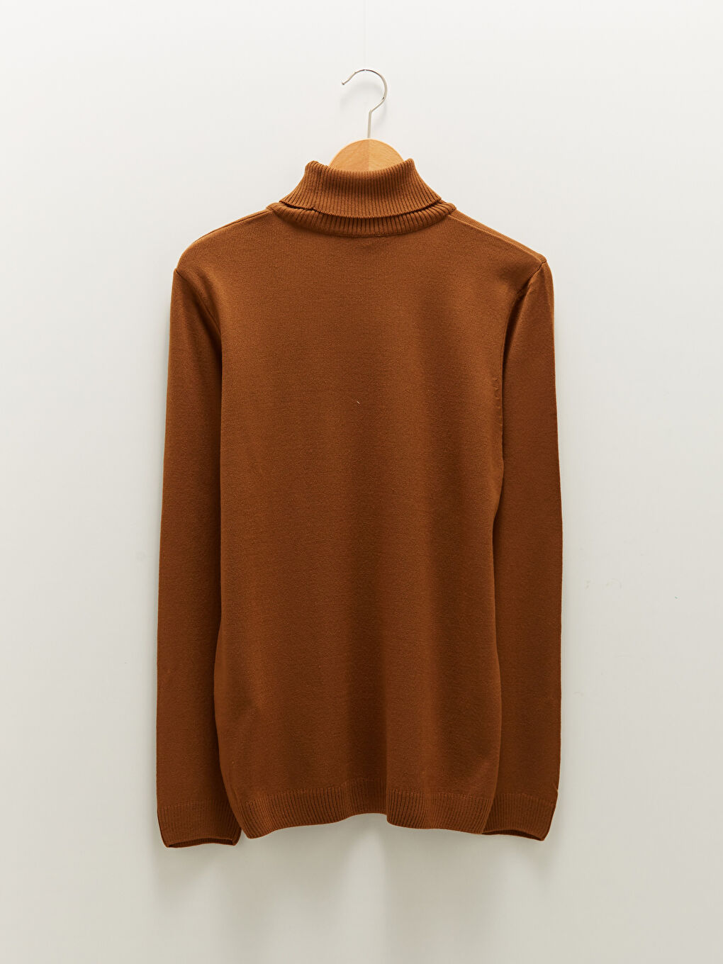 Kahverengi Balıkçı Yaka Uzun Kollu İnce Erkek Triko Kazak-6