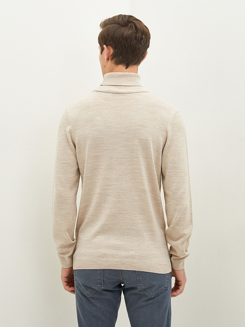 Rollkragen Langarm Dünner Herren Strickpullover-3