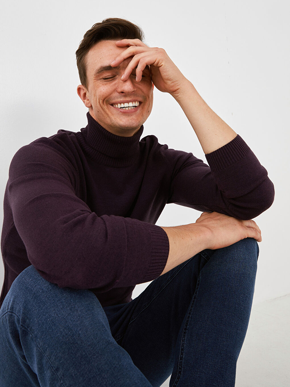 Turtleneck Long Sleeve Thin Men's Tricot Sweater