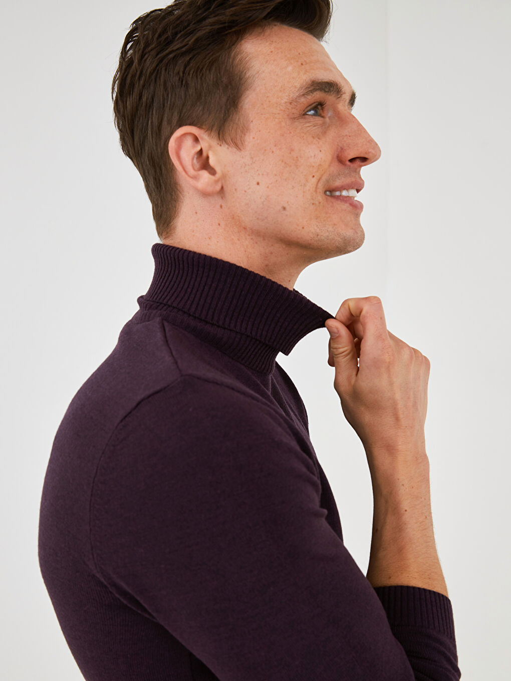 Turtleneck Long Sleeve Thin Men's Tricot Sweater-2