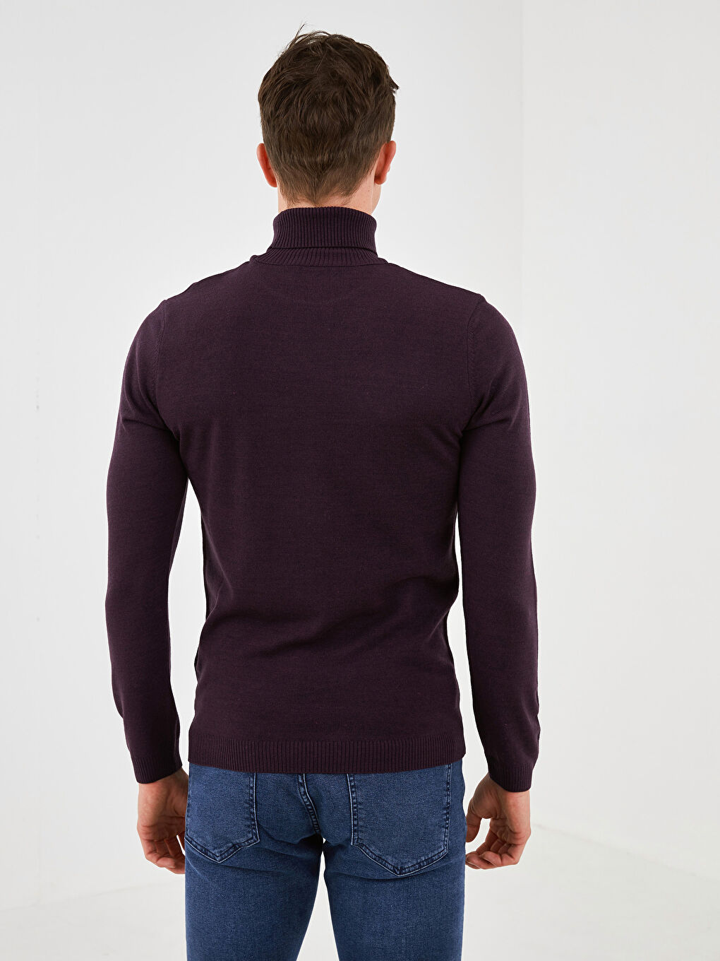 Turtleneck Long Sleeve Thin Men's Tricot Sweater-4