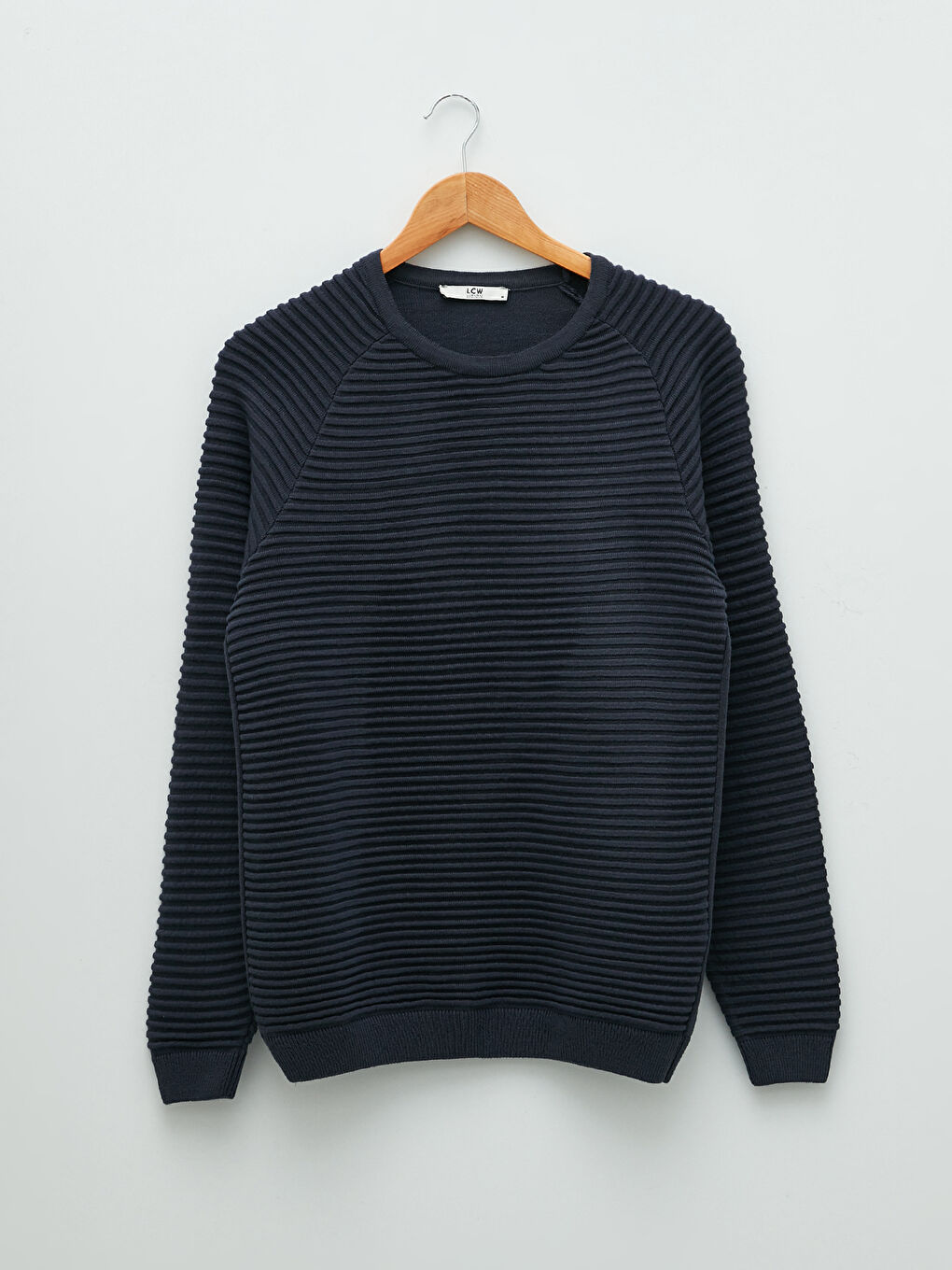 Mavi Bisiklet Yaka Uzun Kollu Çizgili İnce Erkek Triko Kazak-5