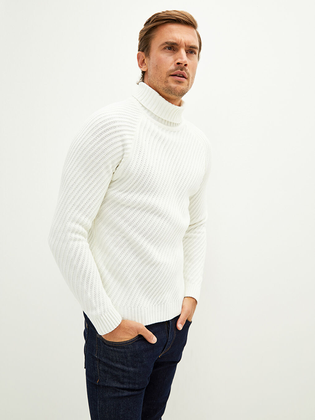 Rollkragen Langarm Dicker Herren Strickpullover-3