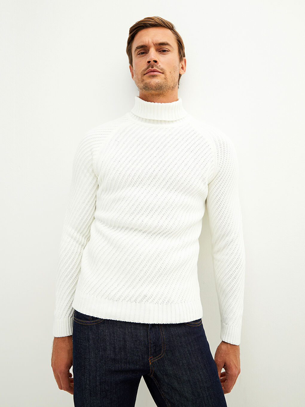 Rollkragen Langarm Dicker Herren Strickpullover