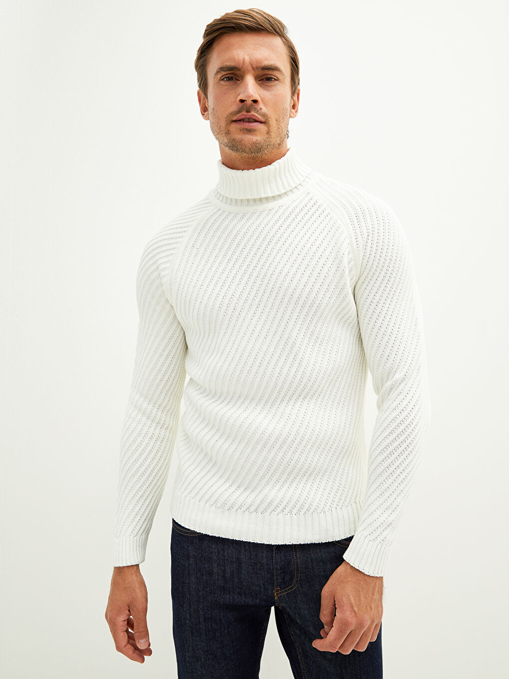 Rollkragen Langarm Dicker Herren Strickpullover-1