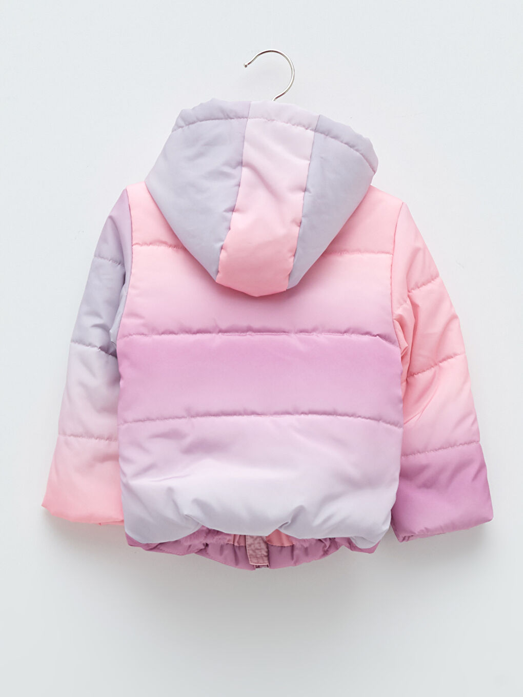 Pembe Kapüşonlu Uzun Kollu Kız Bebek Fermuarlı Mont-1