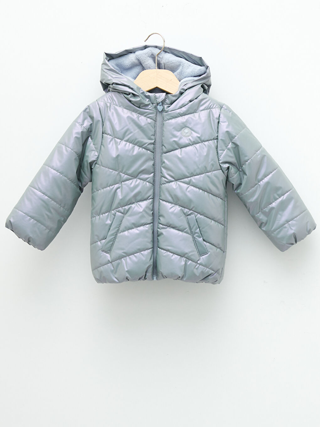 Kapüşonlu Uzun Kollu Basic Kız Bebek Şişme Mont