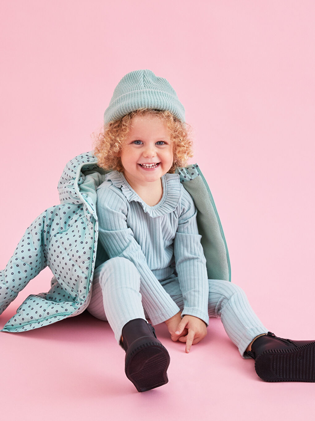 Пальто з капюшоном, довгим рукавом та принтом для дівчаток-3