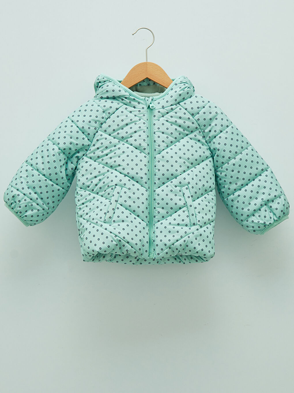 Пальто з капюшоном, довгим рукавом та принтом для дівчаток-4