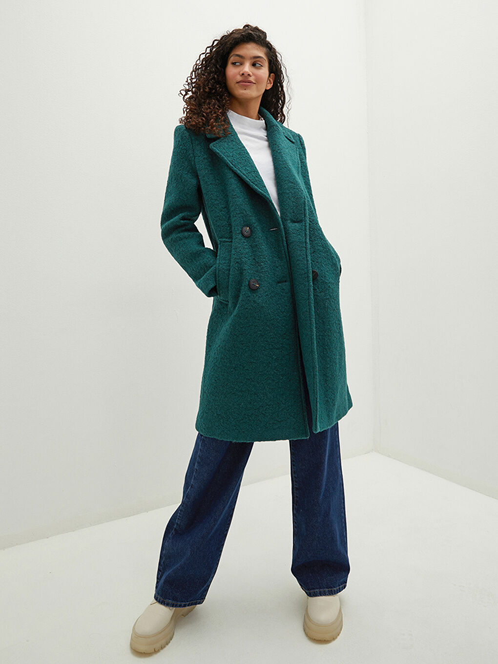 Palton Cachet cu Guler Regular, Detalii Buzunar, Mânecă Lungă pentru Femei-2