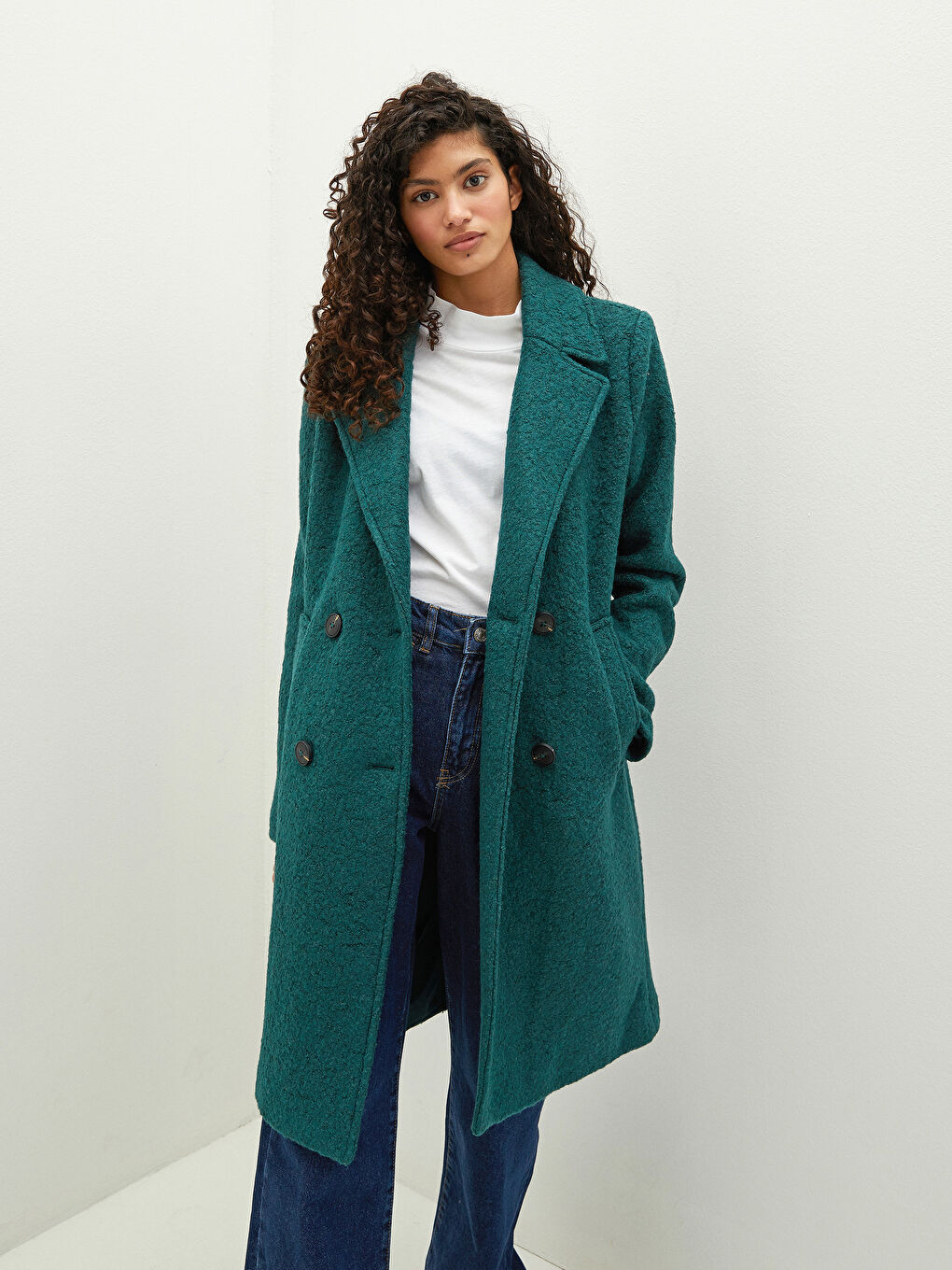 Palton Cachet cu Guler Regular, Detalii Buzunar, Mânecă Lungă pentru Femei-4