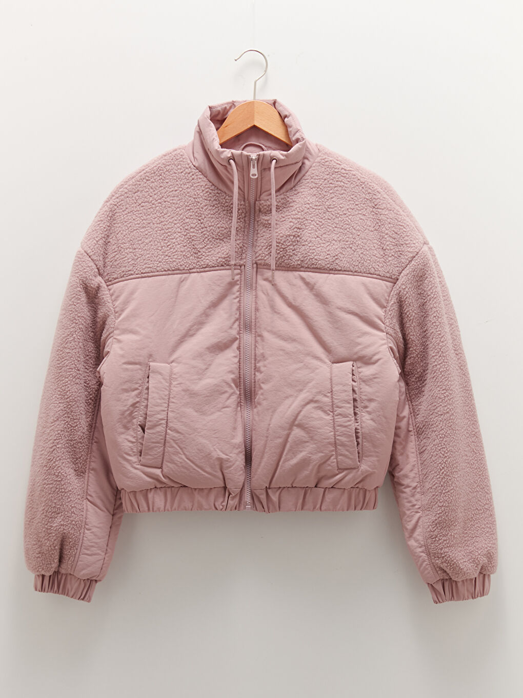 Stand Collar Long Sleeved Straight Pocket Detailed Women's Coat-6