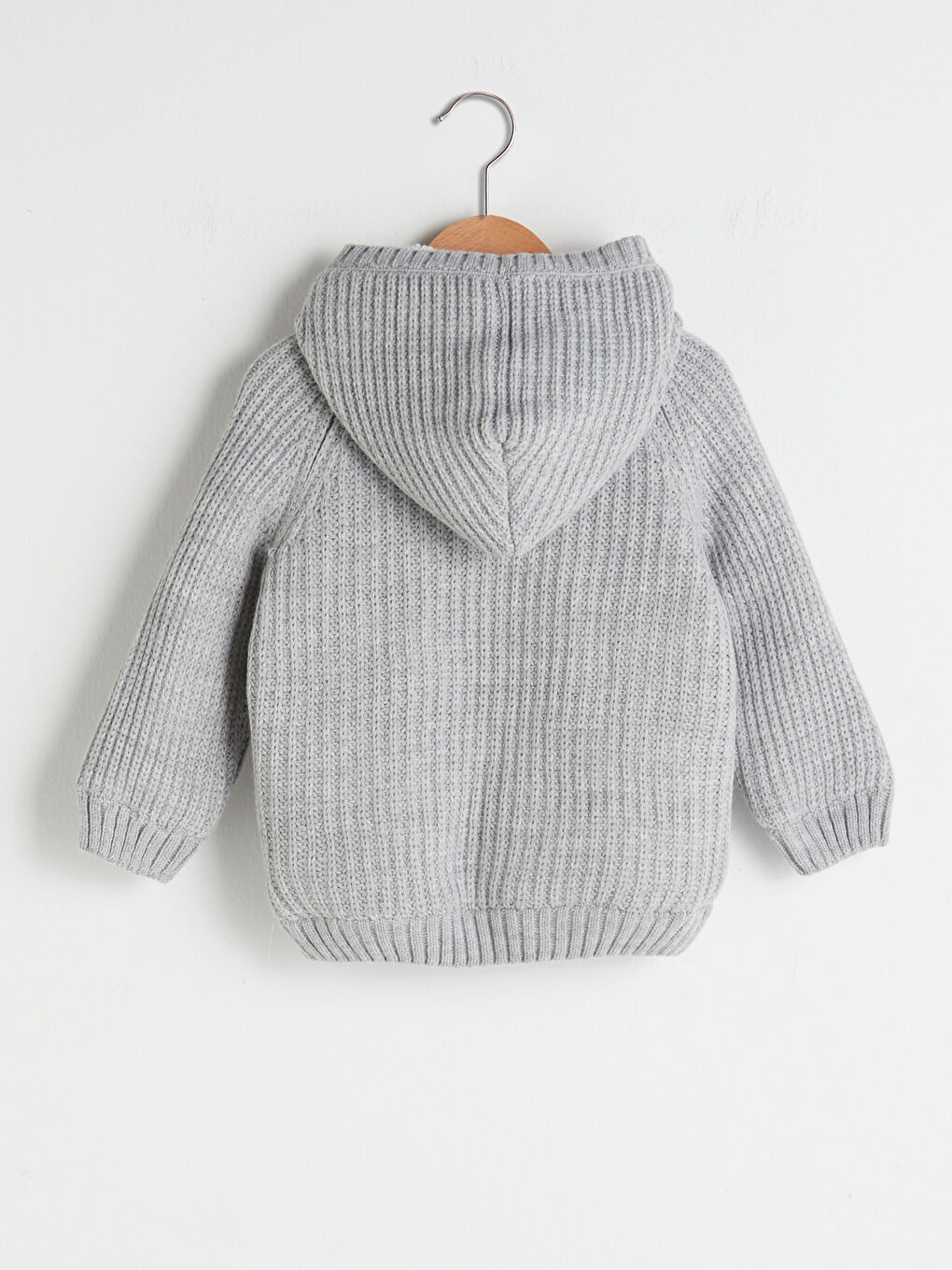 Hooded Long Sleeve Baby Boy Knitwear Zippered Cardigan-1