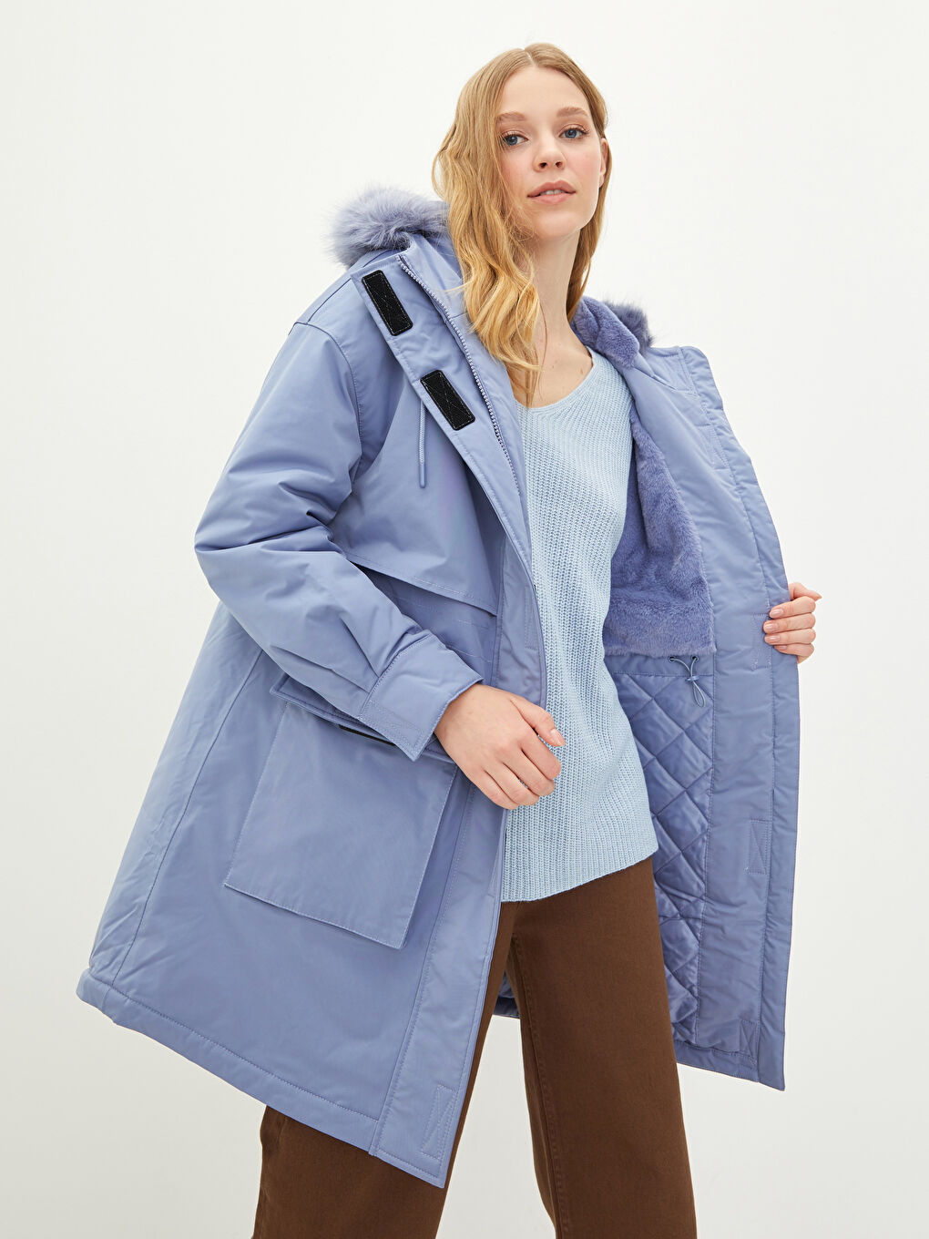 LCW Vision Parka À Capuche Coupe Régulière Manches Longues pour Femmes -W10529Z8-QBU