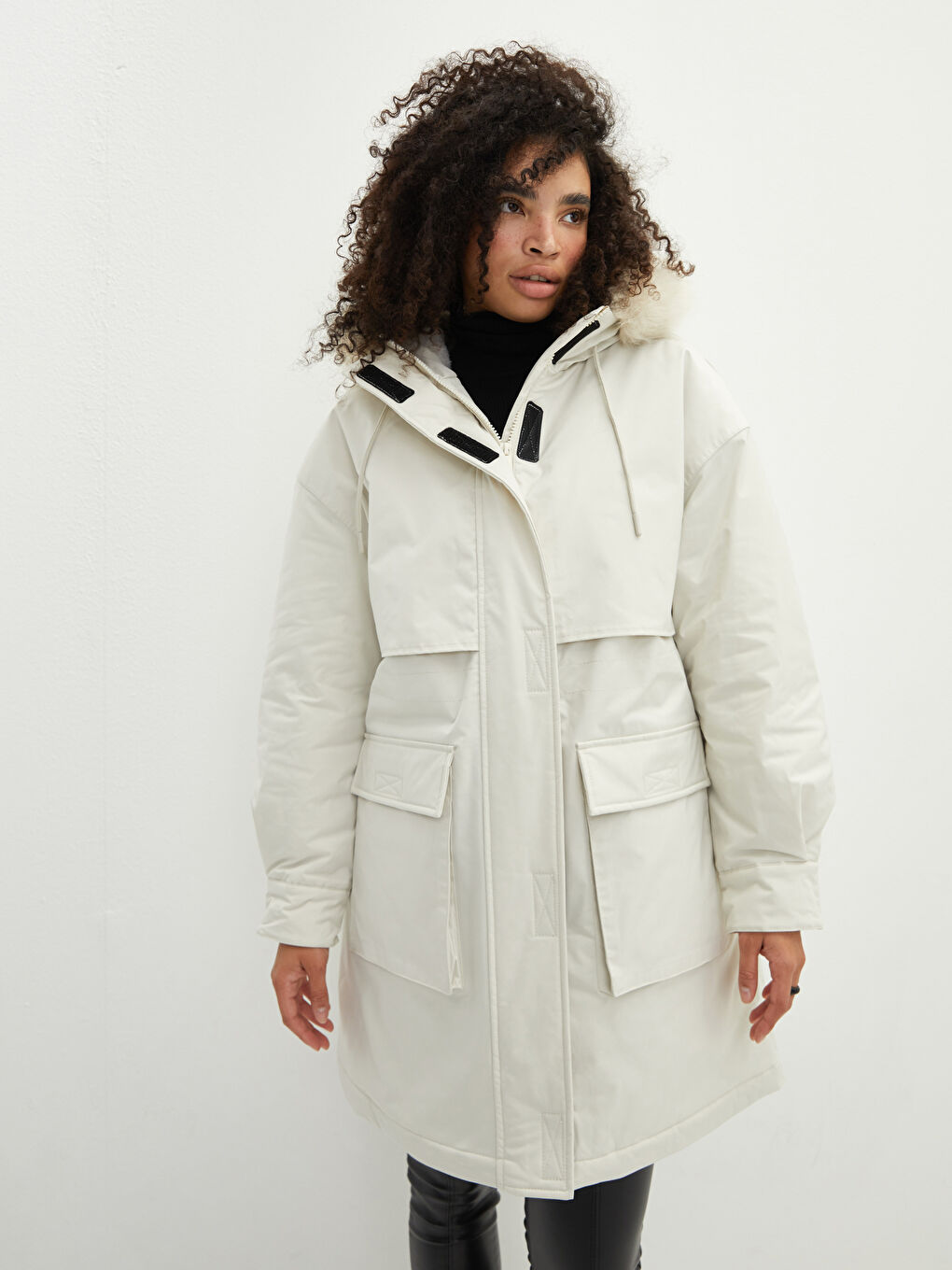 Mit Kapuze Regulär Langarm Damen Parka-1