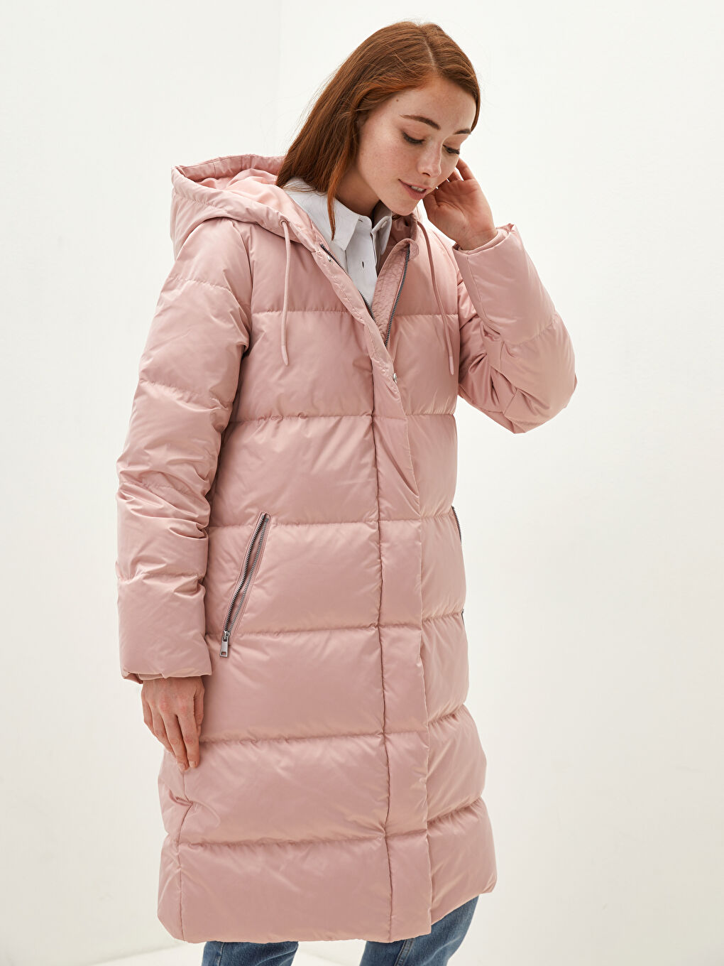 Manteau en Duvet Épais à Capuche Uni à Manches Longues pour Femmes