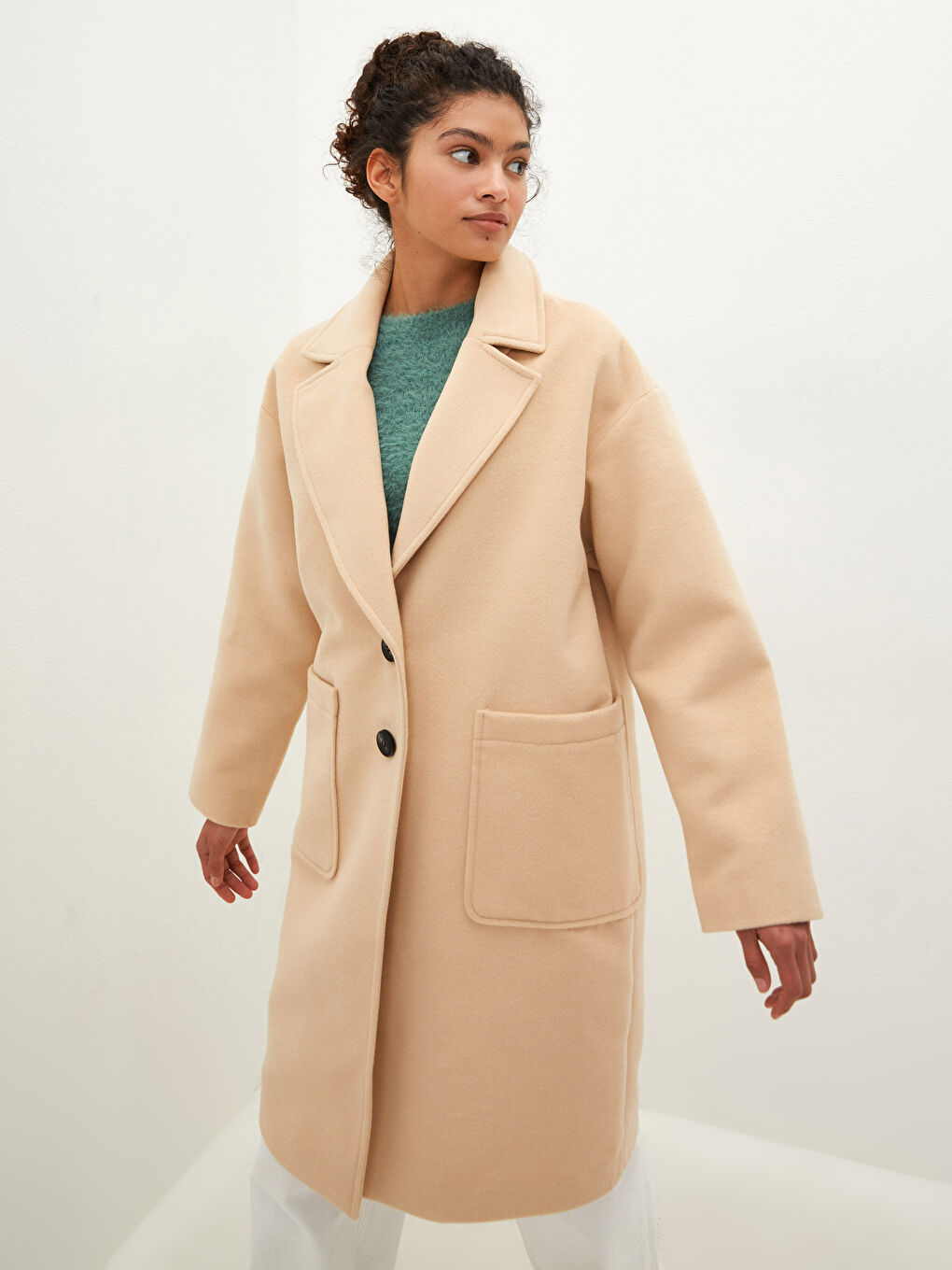 Jacket Collar Regular Pocket Detailed Long Sleeve Women's Cachet Coat