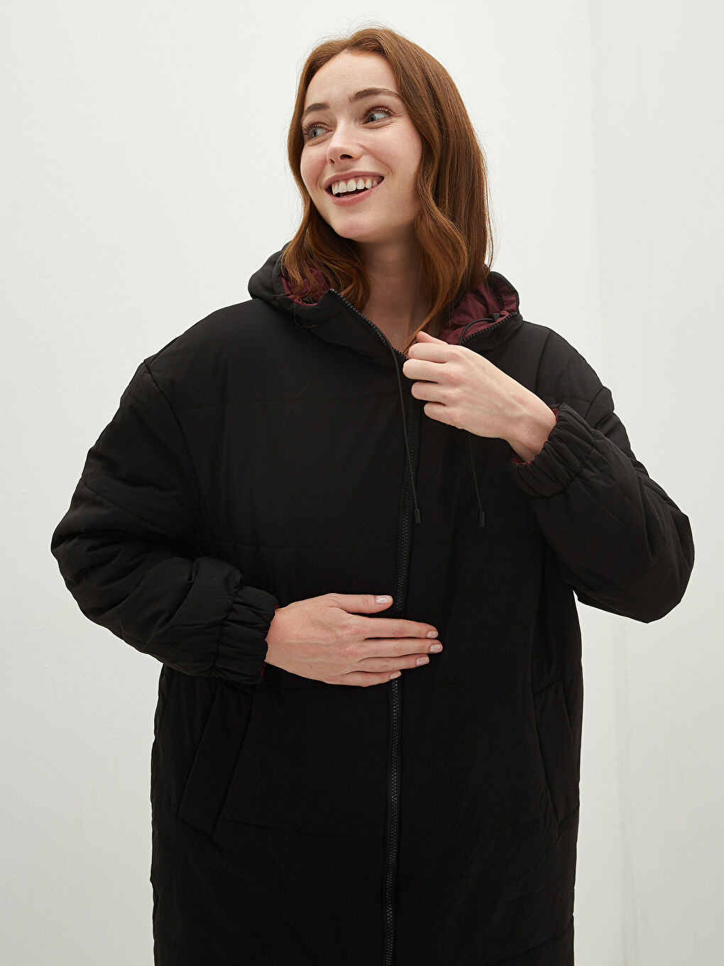 LCWAIKIKI Classic Hooded Collar Double Sided Pocket Detailed Long Sleeve Women's Raincoat -W10540Z8-CZT
