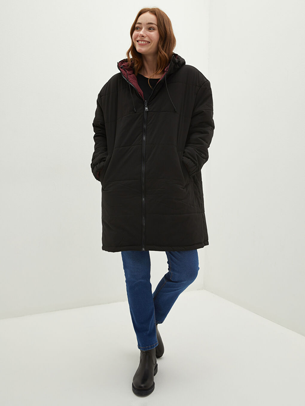 LCWAIKIKI Classic Hooded Collar Double Sided Pocket Detailed Long Sleeve Women's Raincoat -W10540Z8-CZT