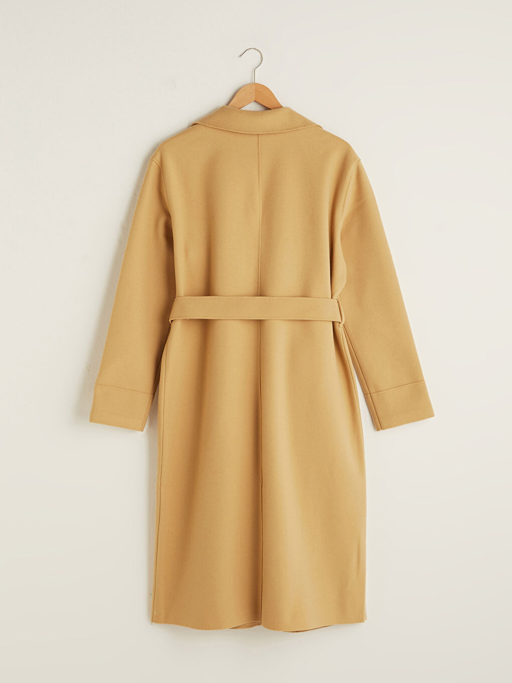 Jacket Collar Waist Belt Pocket Detailed Long Sleeve Women's Cachet Coat-6