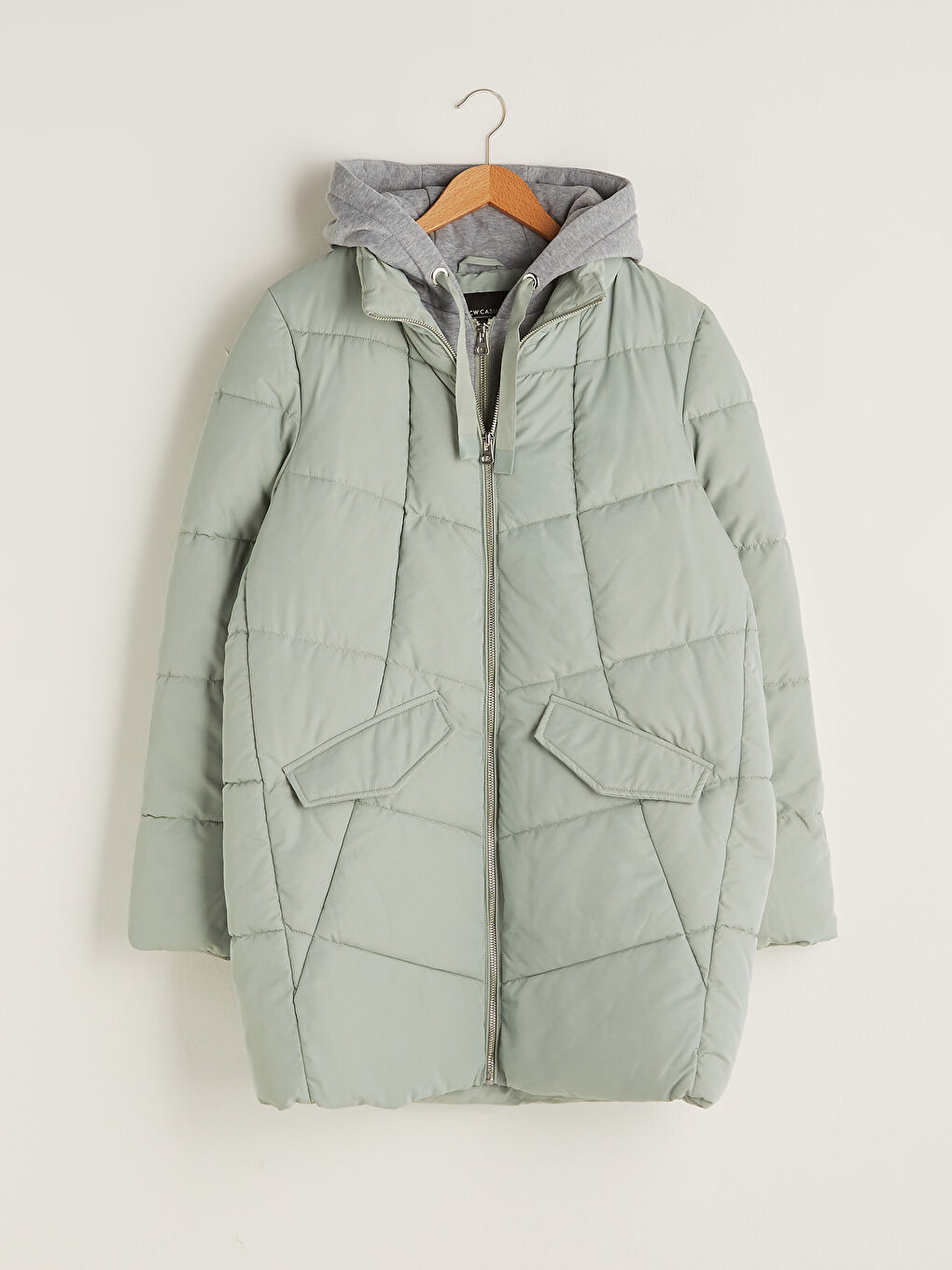 Geacă Matlasată pentru Femei cu Glugă, Simplă, Detalii Buzunar, Mânecă Lungă, Groasă-5