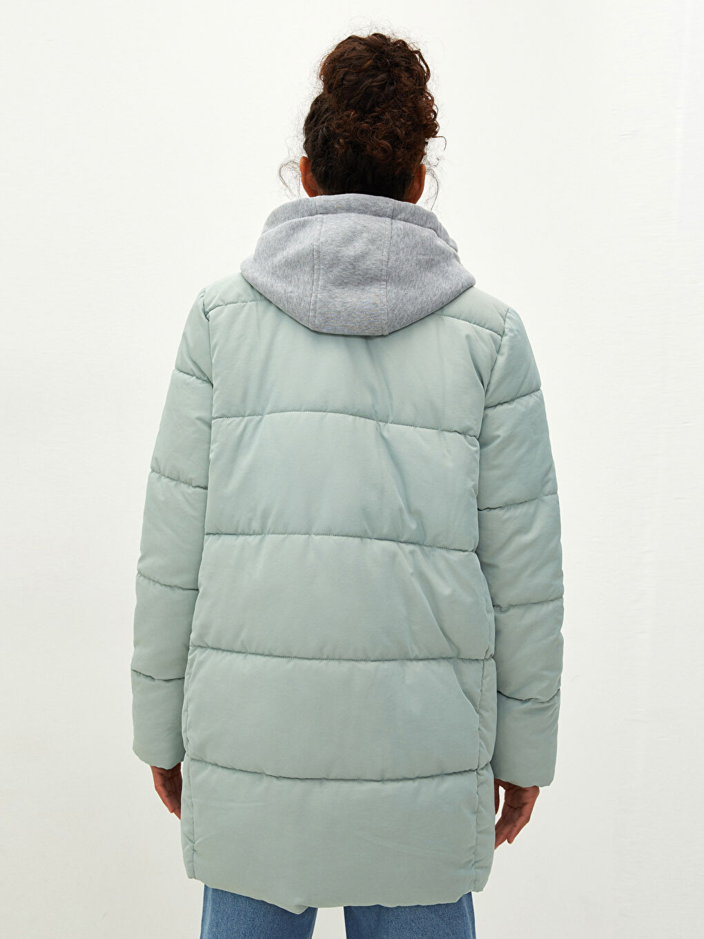 Geacă Matlasată pentru Femei cu Glugă, Simplă, Detalii Buzunar, Mânecă Lungă, Groasă-4