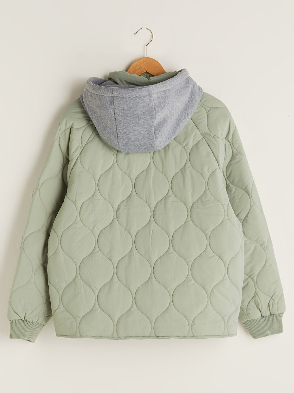 Women's Hooded Self-Patterned Long Sleeve Down Coat-7