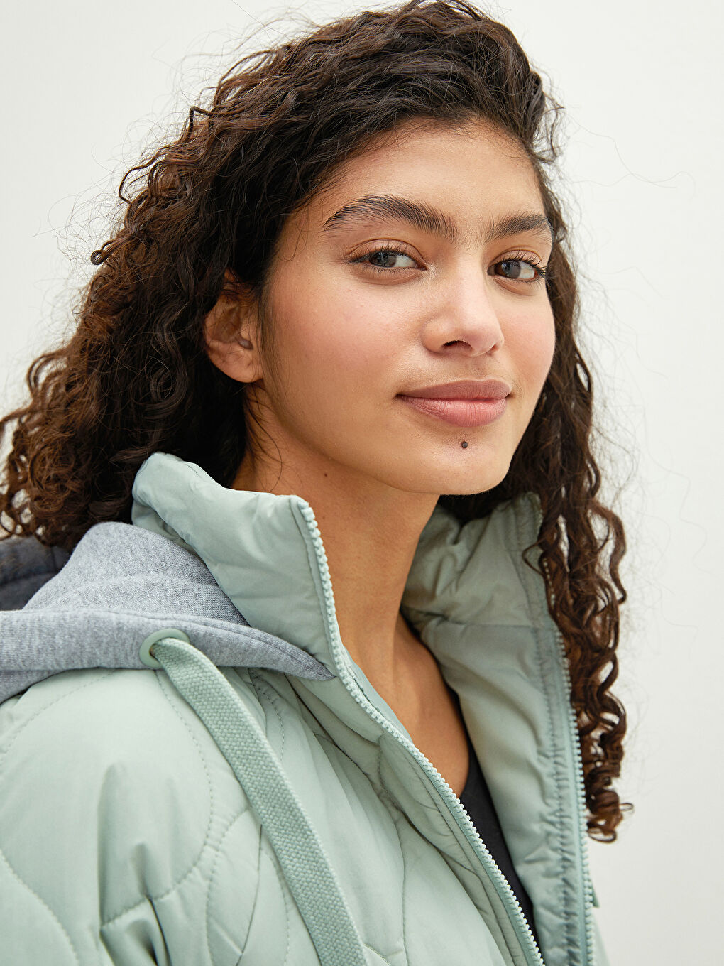 Women's Hooded Self-Patterned Long Sleeve Down Coat-2