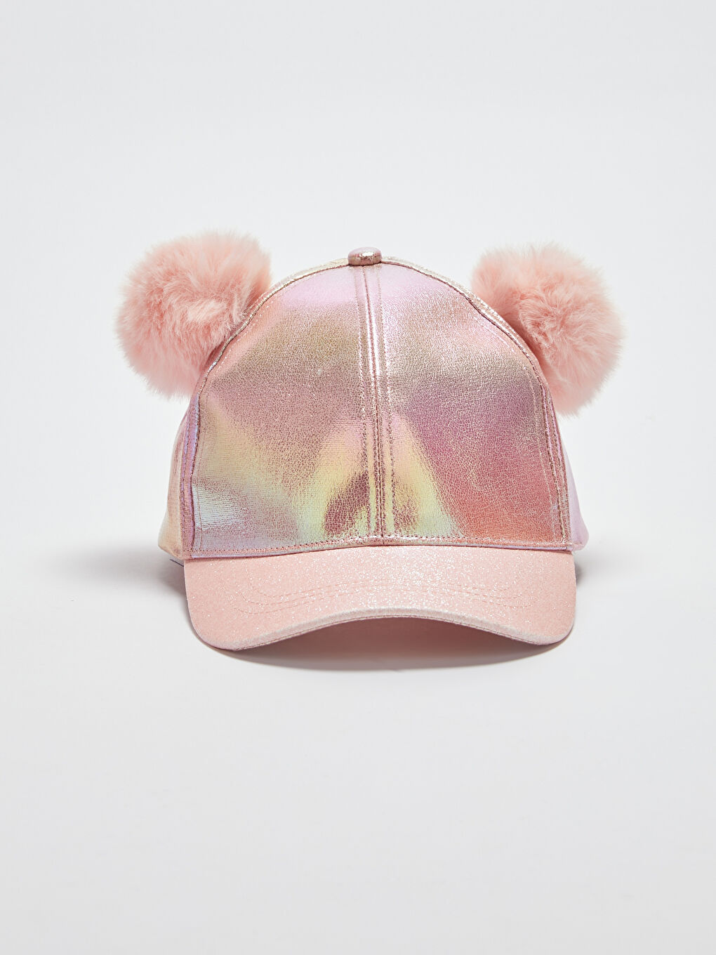 Блестящая кепка с помпоном для девочек-5