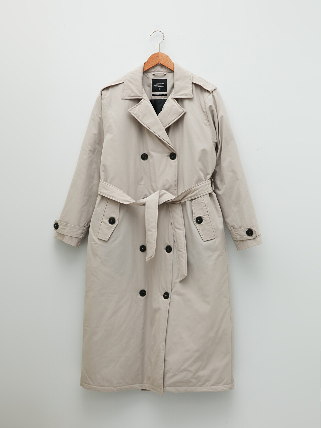 Jacket Collar Straight Long Sleeve Waist Belted Women's Trench Coat-13