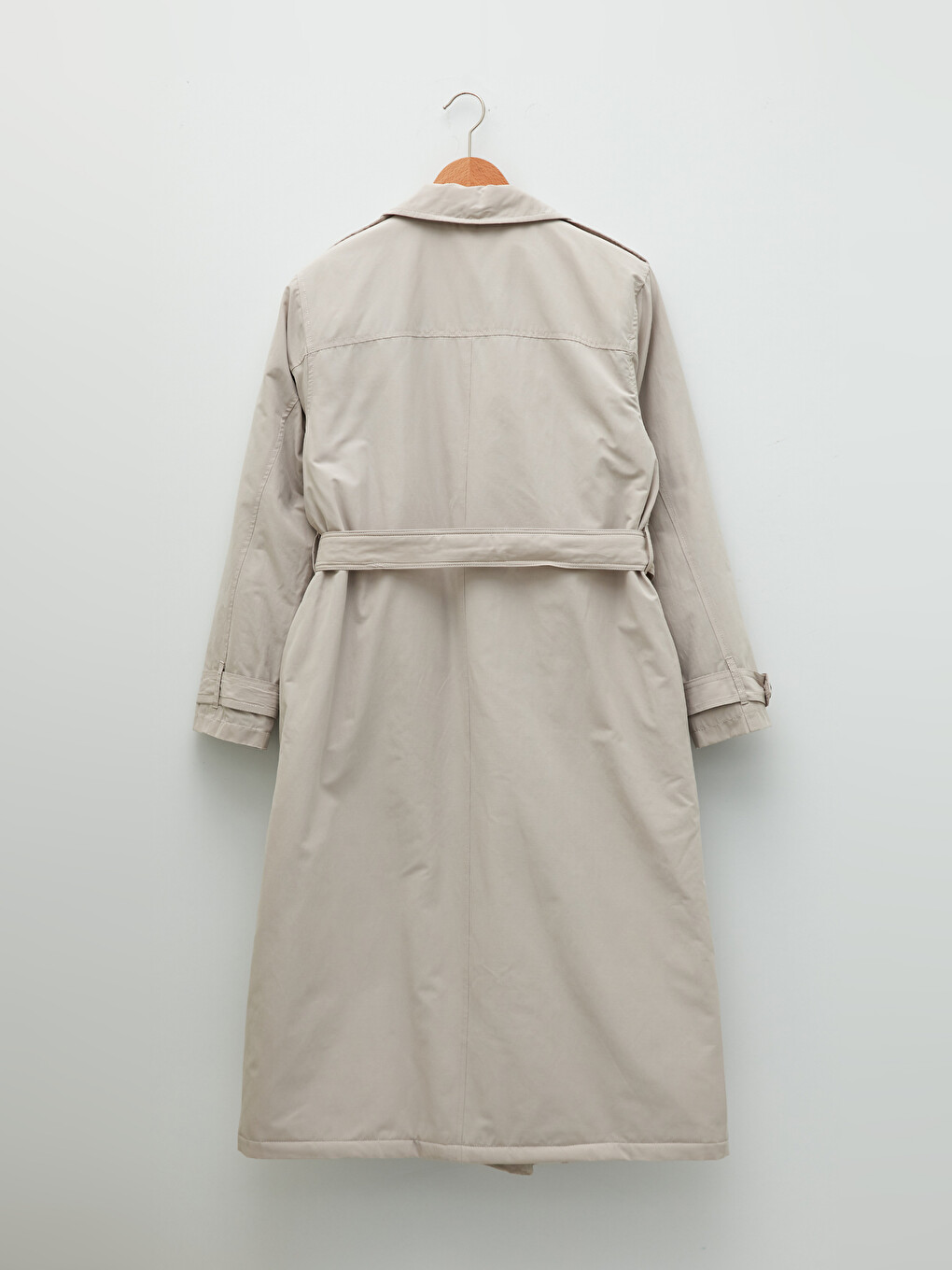 Jacket Collar Straight Long Sleeve Waist Belted Women's Trench Coat-14