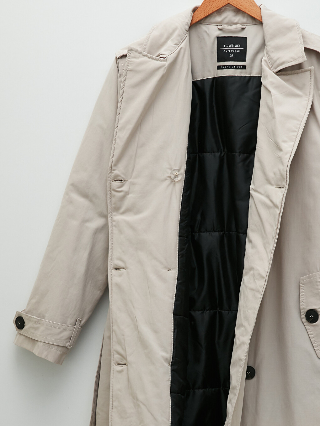 Jacket Collar Straight Long Sleeve Waist Belted Women's Trench Coat-15