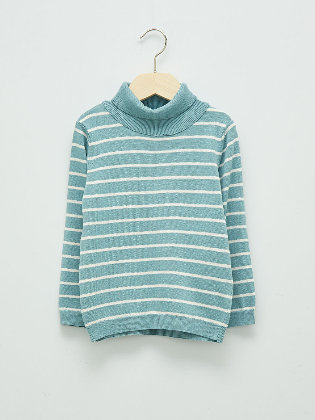 LCW baby Balıkçı Yaka Uzun Kollu Çizgili Erkek Bebek Triko Kazak -W10619Z1-LEN