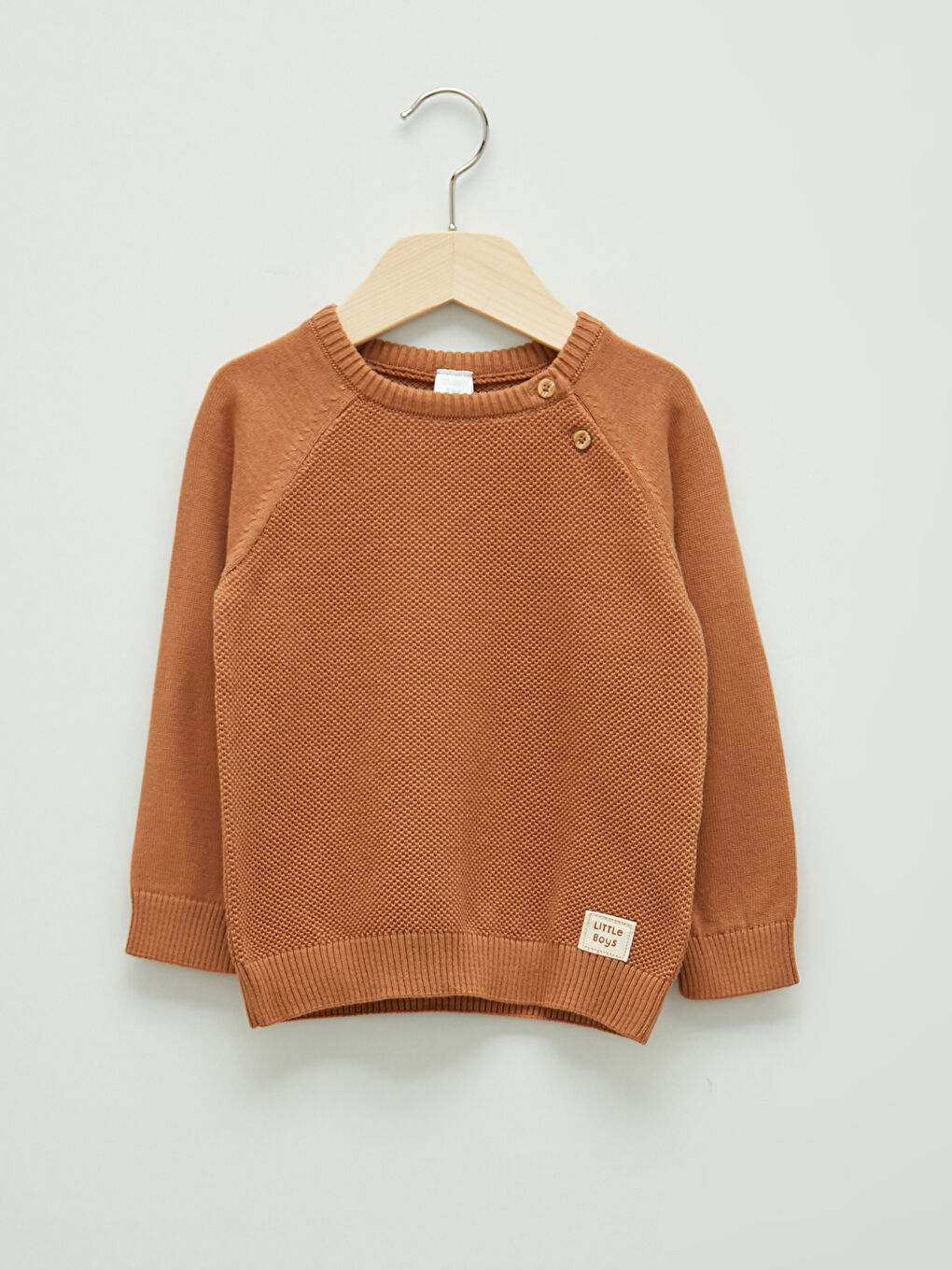 Crew Neck Self Patterned Baby Boy Knitwear Sweater